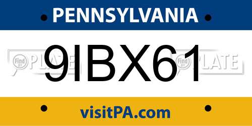 9IBX61 Pennsylvania License Plate