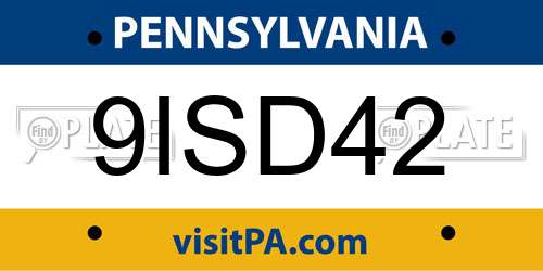9ISD42 Pennsylvania License Plate