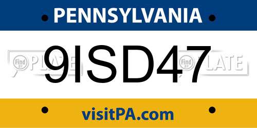 9ISD47 Pennsylvania License Plate