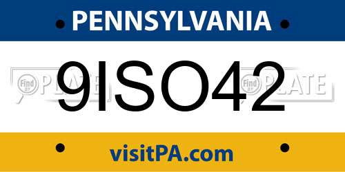 9ISO42 Pennsylvania License Plate
