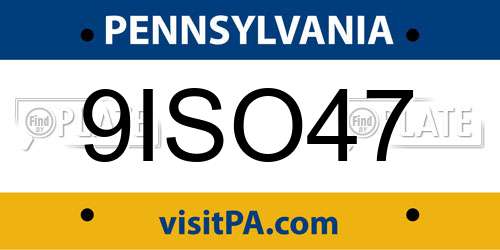 9ISO47 Pennsylvania License Plate