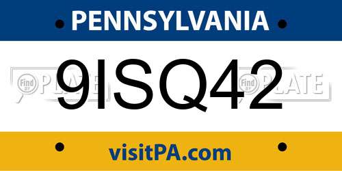 9ISQ42 Pennsylvania License Plate