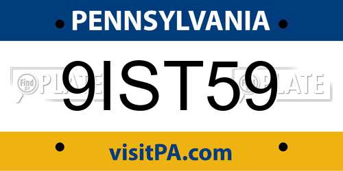 9IST59 Pennsylvania License Plate