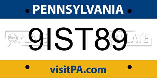 9IST89 Pennsylvania License Plate