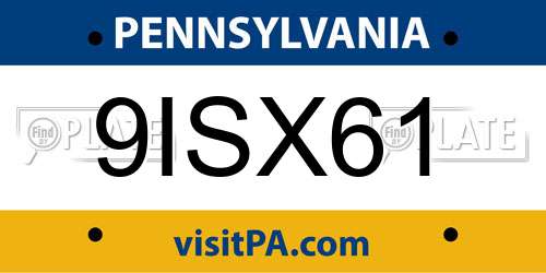 9ISX61 Pennsylvania License Plate