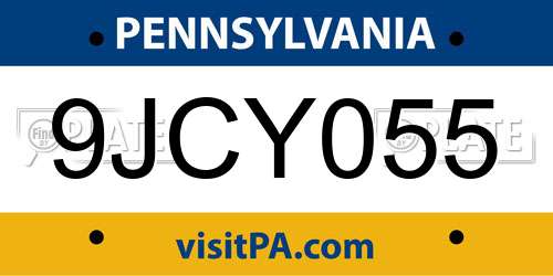 9JCY055 Pennsylvania License Plate