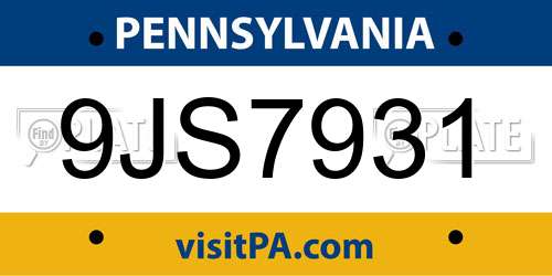 9JS7931 Pennsylvania License Plate