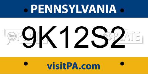 9K12S2 Pennsylvania License Plate