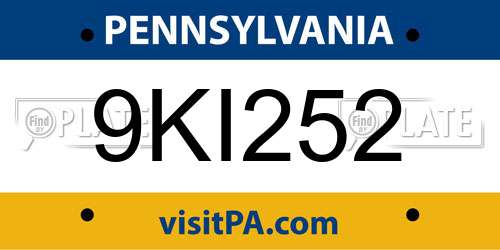 9KI252 Pennsylvania License Plate