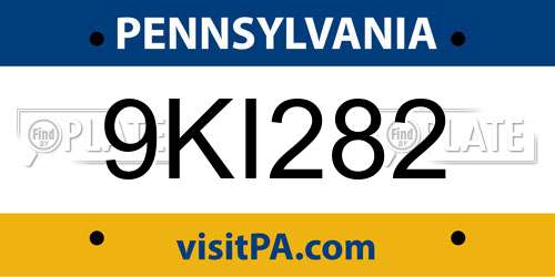 9KI282 Pennsylvania License Plate