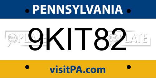 9KIT82 Pennsylvania License Plate