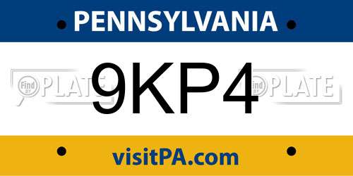 9KP4 Pennsylvania License Plate