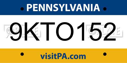 9KTO152 Pennsylvania License Plate
