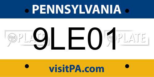 9LE01 Pennsylvania License Plate