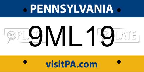 9ML19 Pennsylvania License Plate