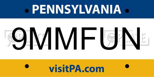 9MMFUN Pennsylvania License Plate