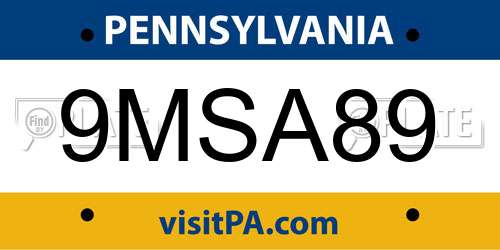 9MSA89 Pennsylvania License Plate