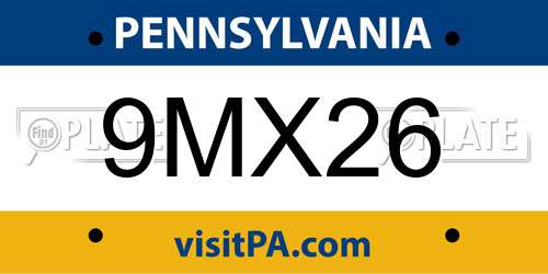 9MX26 Pennsylvania License Plate