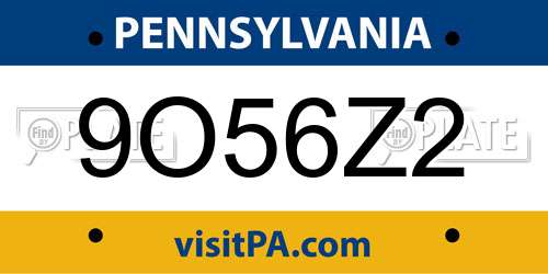 9O56Z2 Pennsylvania License Plate