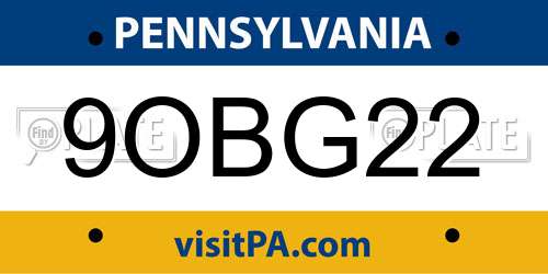 9OBG22 Pennsylvania License Plate