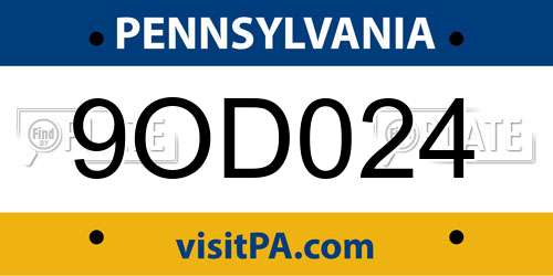 9OD024 Pennsylvania License Plate