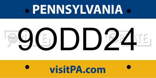 9ODD24 Pennsylvania License Plate