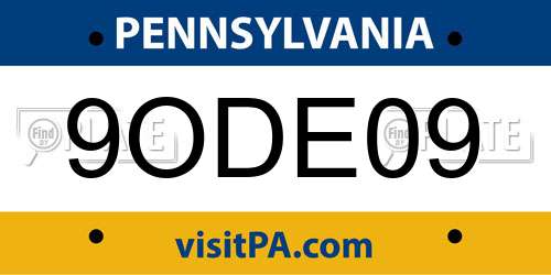 9ODE09 Pennsylvania License Plate