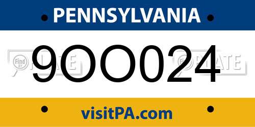 9OO024 Pennsylvania License Plate