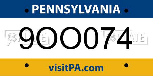 9OO074 Pennsylvania License Plate