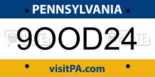 9OOD24 Pennsylvania License Plate