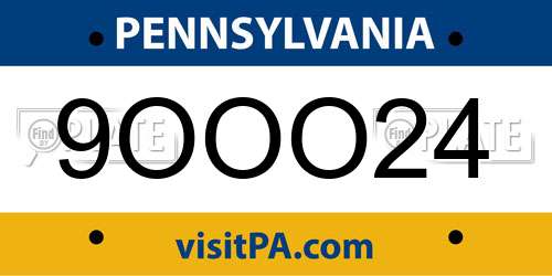 9OOO24 Pennsylvania License Plate