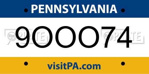 9OOO74 Pennsylvania License Plate