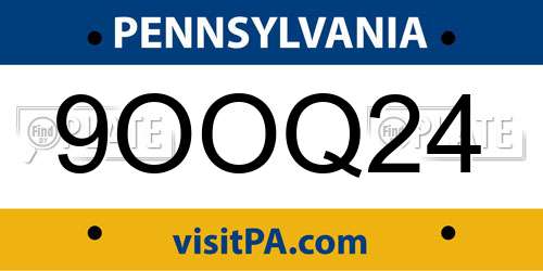 9OOQ24 Pennsylvania License Plate