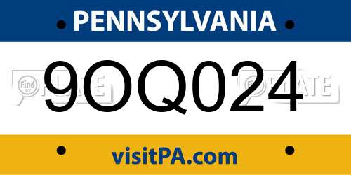 9OQ024 Pennsylvania License Plate