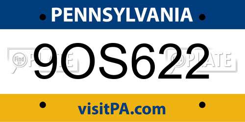 9OS622 Pennsylvania License Plate