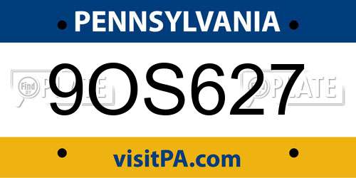 9OS627 Pennsylvania License Plate
