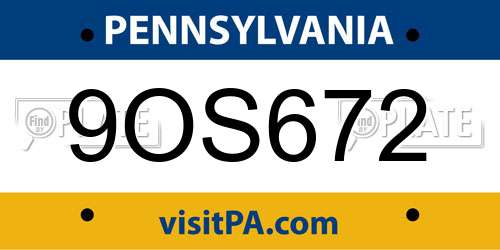 9OS672 Pennsylvania License Plate