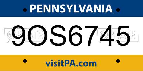 9OS6745 Pennsylvania License Plate