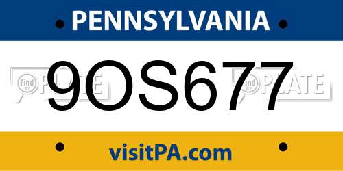 9OS677 Pennsylvania License Plate