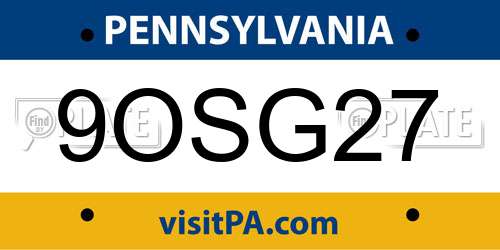 9OSG27 Pennsylvania License Plate
