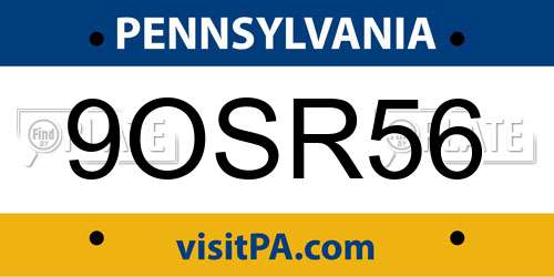 9OSR56 Pennsylvania License Plate