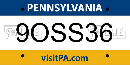 9OSS36 Pennsylvania License Plate