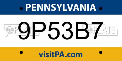 9P53B7 Pennsylvania License Plate