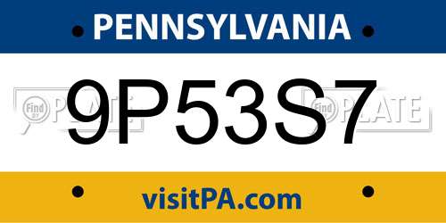 9P53S7 Pennsylvania License Plate