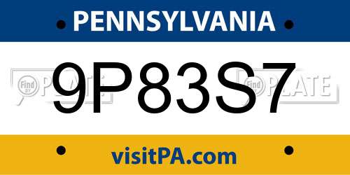 9P83S7 Pennsylvania License Plate