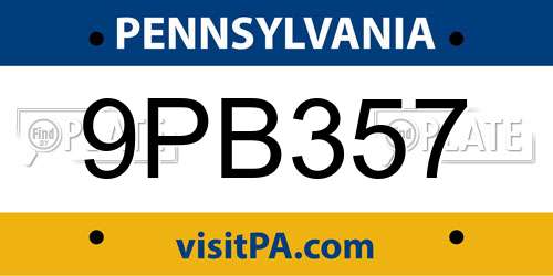 9PB357 Pennsylvania License Plate