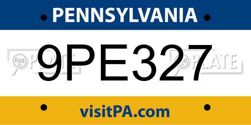 9PE327 Pennsylvania License Plate