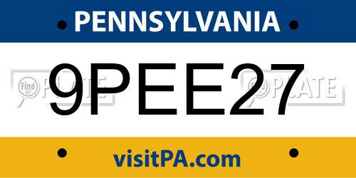 9PEE27 Pennsylvania License Plate