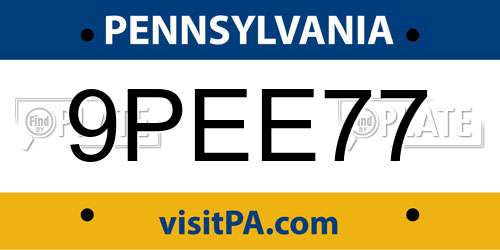 9PEE77 Pennsylvania License Plate