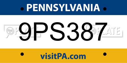 9PS387 Pennsylvania License Plate